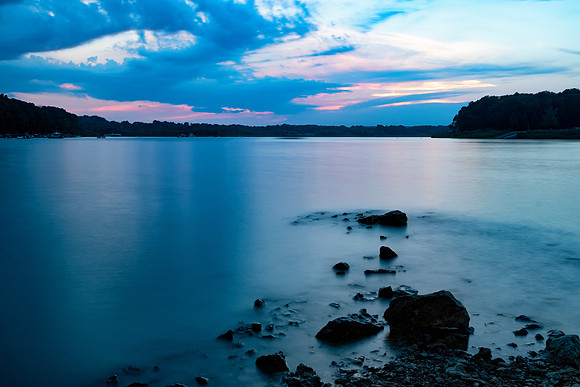 Iowa river blue hour long exposure